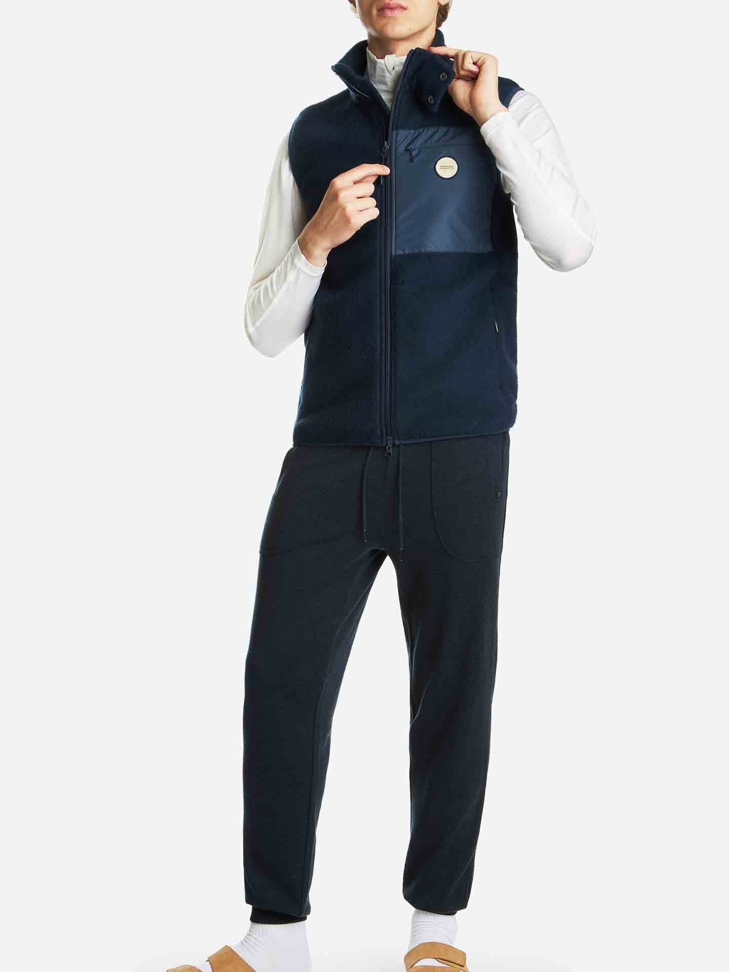 Fonna Wool Fleece Vest Men Navy Blue
