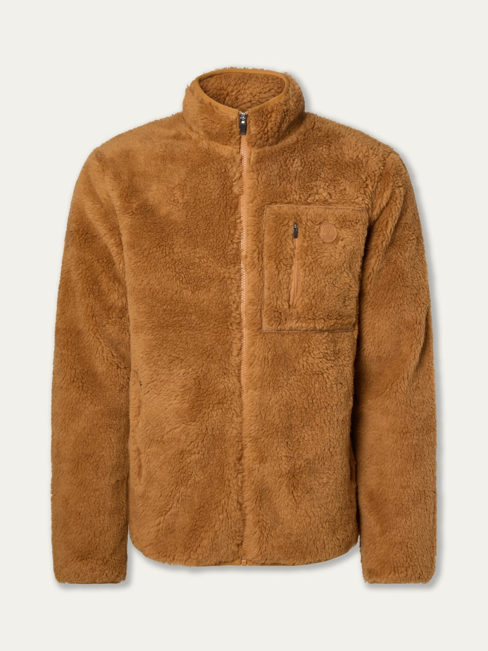 We Norwegians | FW25 | Mens Kebnekaise Jacket_Cinnamon | A fleece jacket with front zipper opening, zipped chest pocket and side pockets | Shot against an off-white background