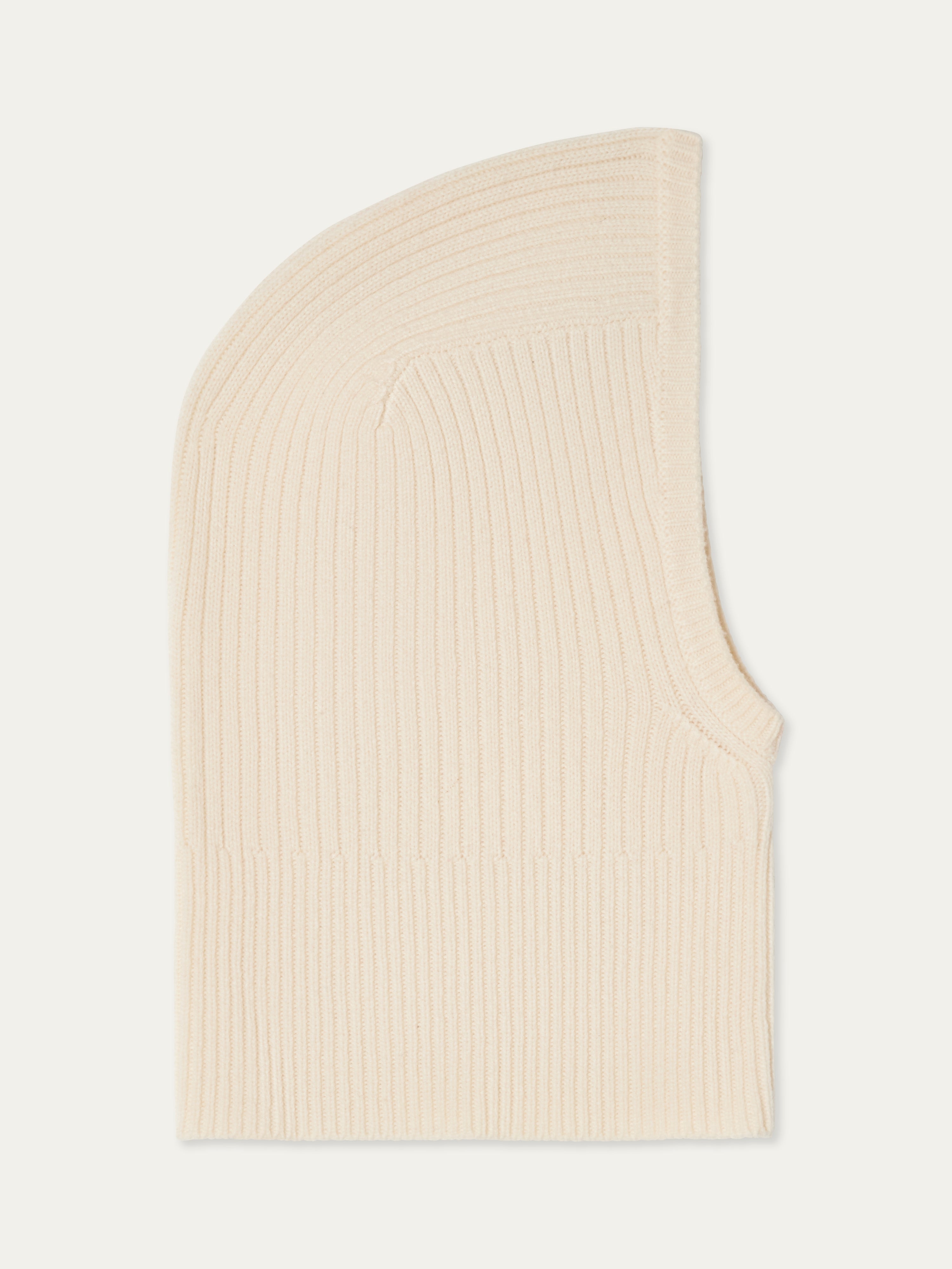 We Norwegians | FW25 | Dal Balaclava | Off-white | Ribbed knit balaclava on an off-white background