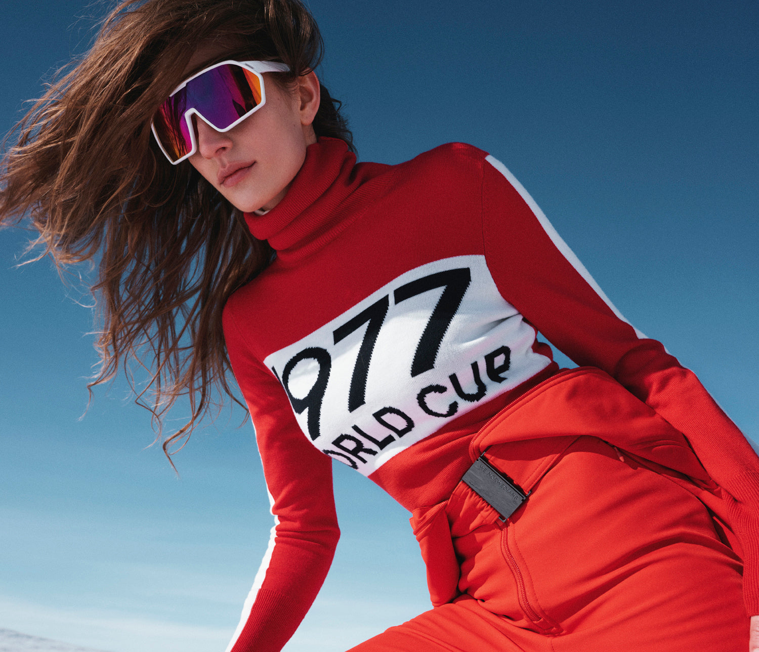 We Norwegians | FW25 | Woman is wearing the 1977 World Cup Sweater in Red