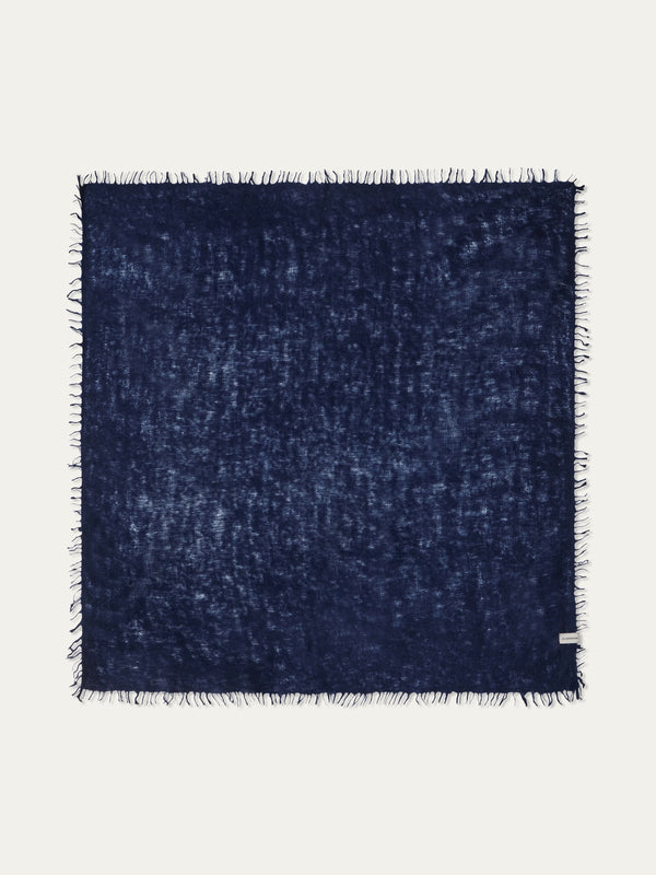Monogram Cashmere Scarf – Navy Blue
